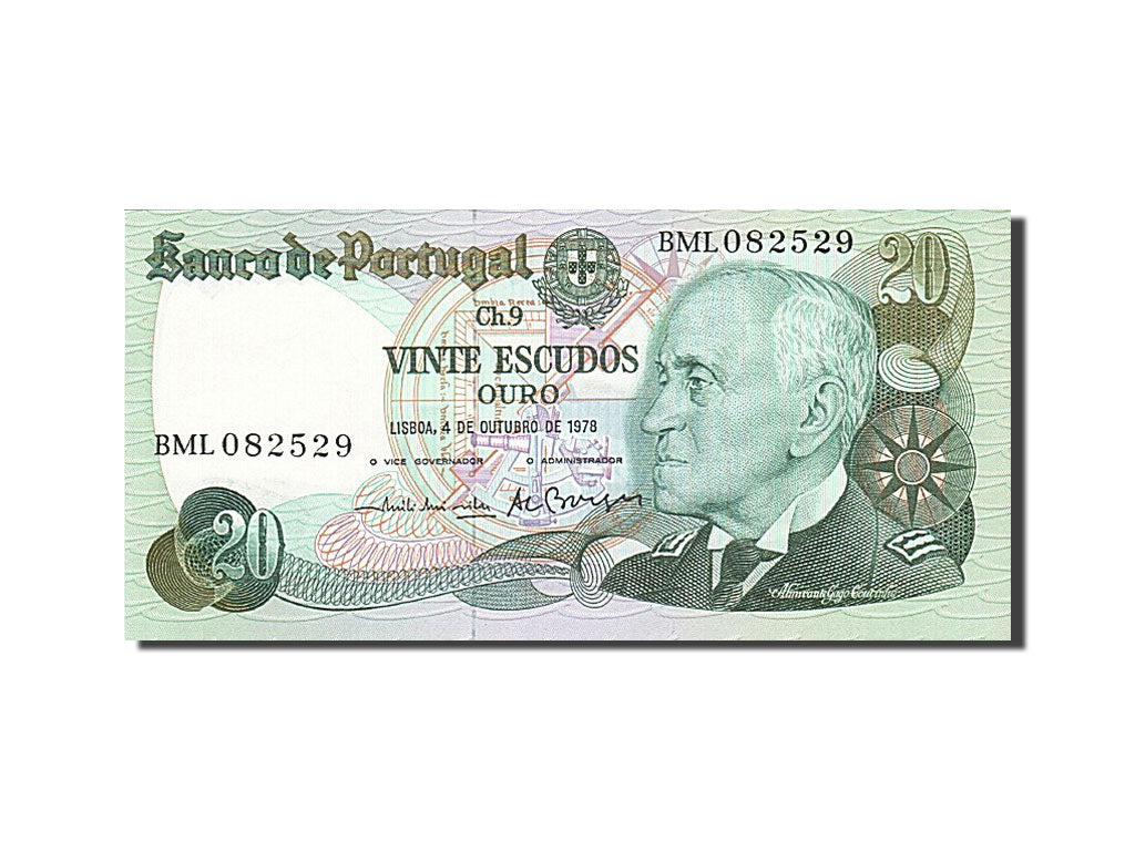 Portugal, 20 Escudos, 1978-1979, KM:176b, 1978-10-04, UNC(65-70)