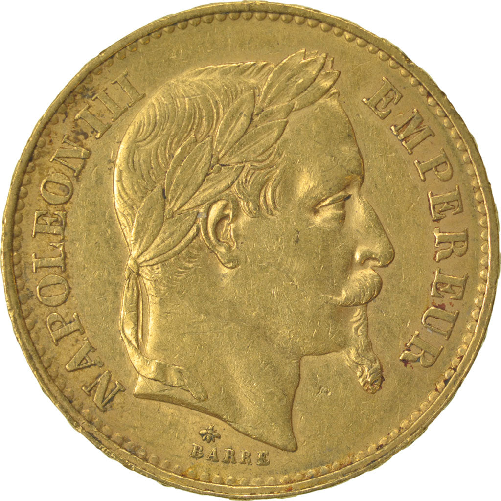 Second Empire, 20 francs or Napoléon III tête laurée