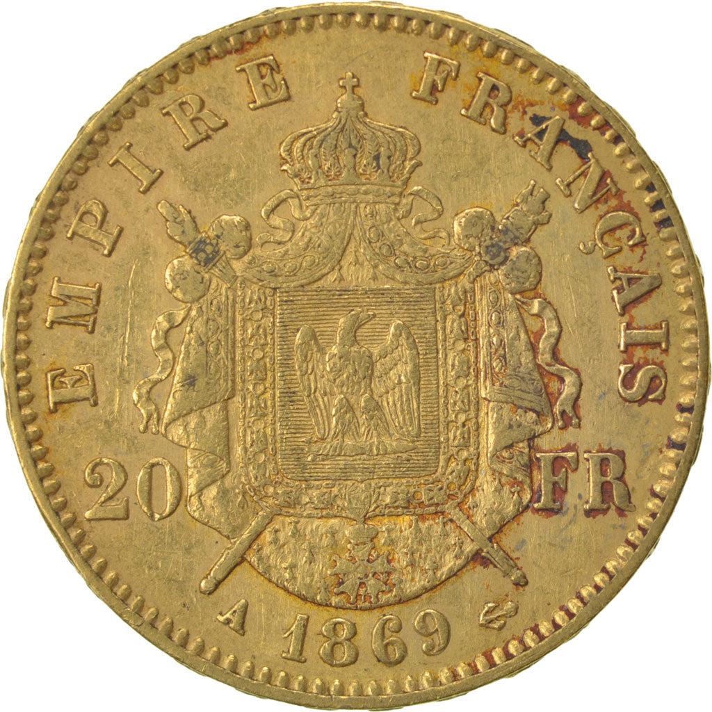 Second Empire, 20 francs or Napoléon III tête laurée