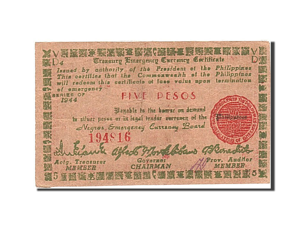 Philippines, 5 Pesos, 1944, 1944, KM:S675, EF(40-45)
