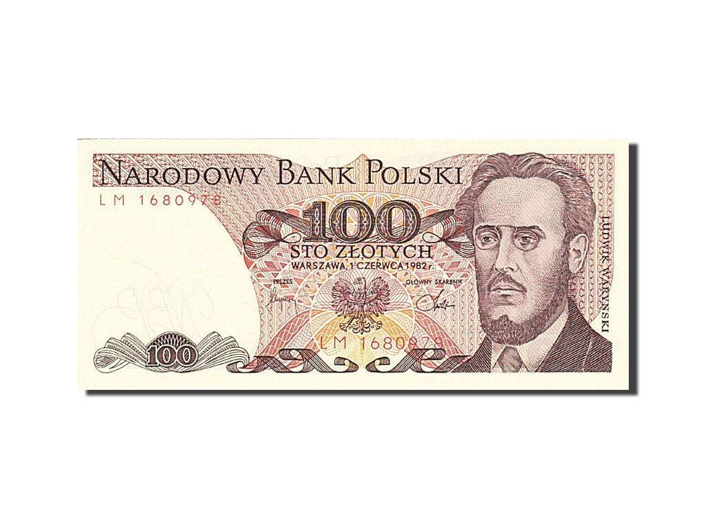 Poland, 100 Zlotych, 1974-1976, 1982-06-01, KM:143d, UNC(65-70)