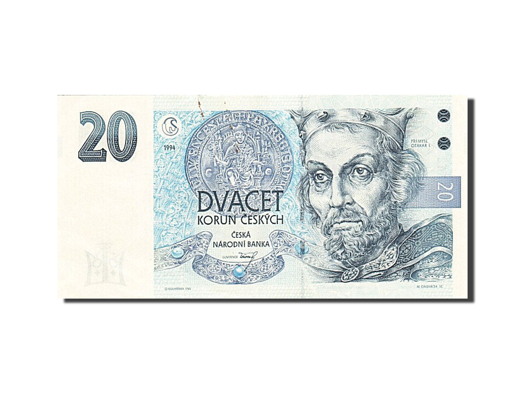 Banknote, Czech Republic, 20 Korun, 1994-1996, 1994, KM:10a, AU(55-58)