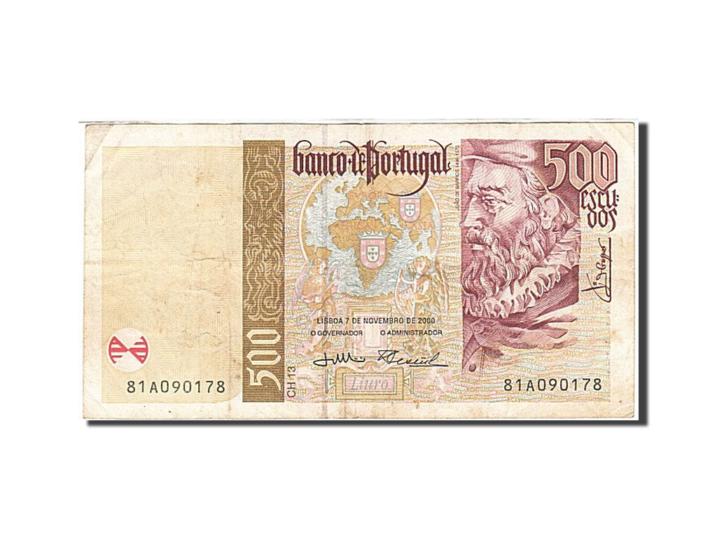 Portugal, 500 Escudos, 1995-1997, 2000-11-07, KM:187c, VF(30-35)