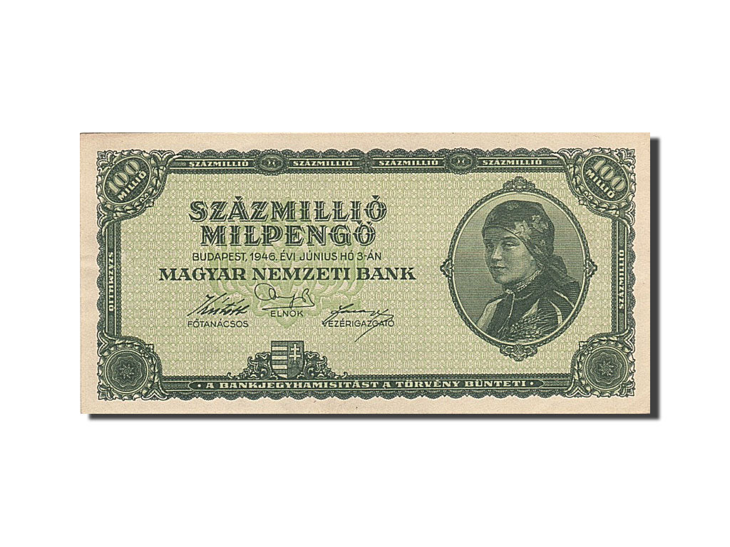 Hungary, 100 Million Milpengö, 1946, 1946-06-03, KM:130, UNC(63)