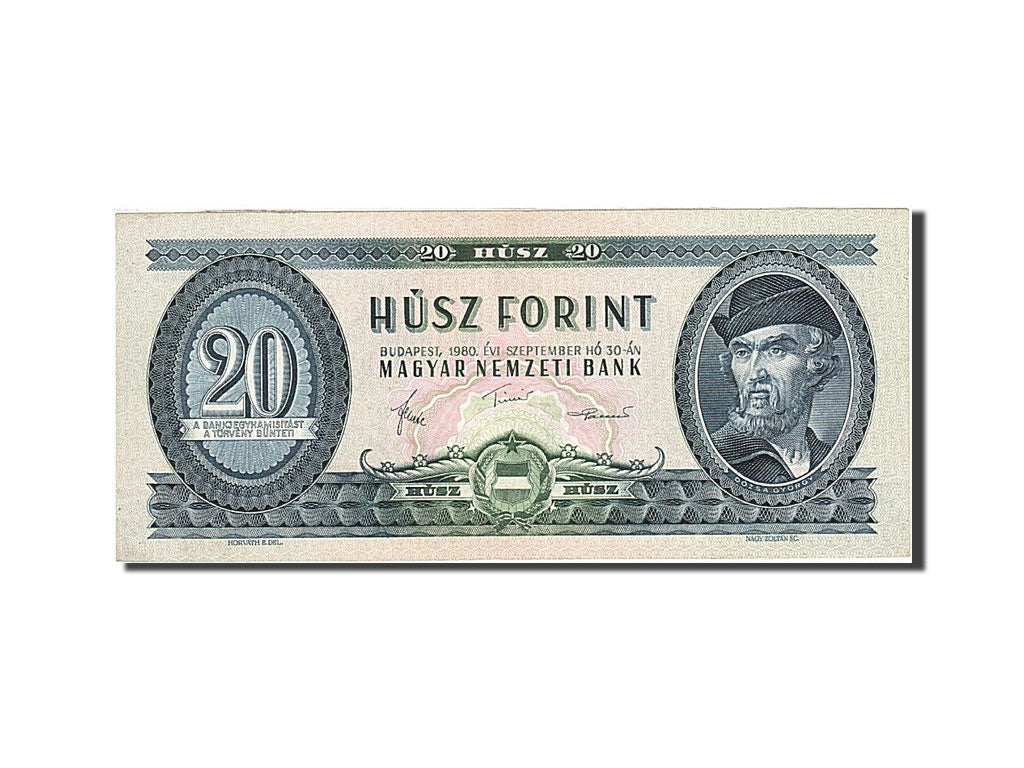 Banknote, Hungary, 20 Forint, 1957-1983, 1980-09-30, KM:169g, UNC(60-62)
