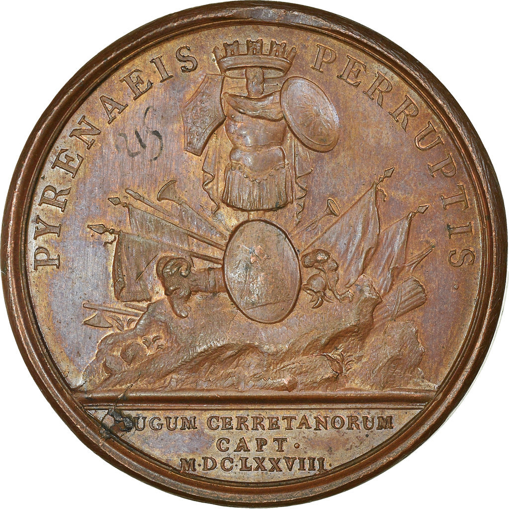 França, Medal, Luís XIV, Prise dePuigcerda, História, 1678, Mauger