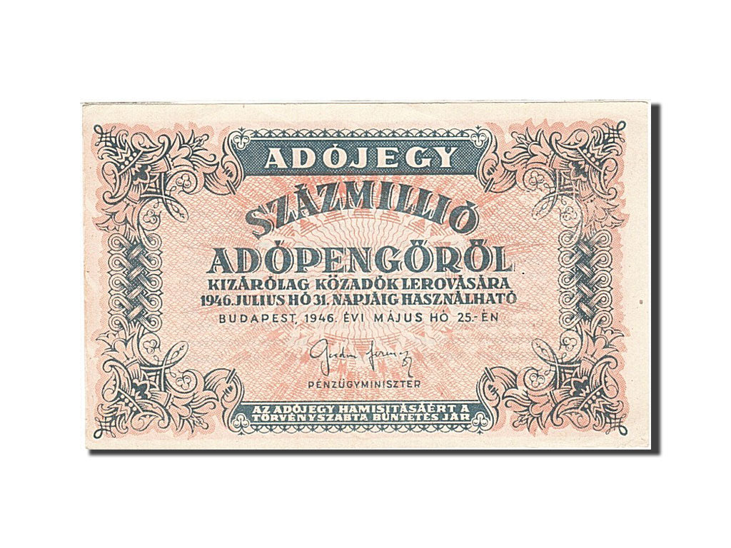 Hungary, 100,000,000 (Szazmillio) Adópengö, 1946, 1946-05-25, KM:142a, UNC(63)