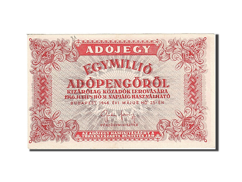 Hungary, 1,000,000 (Egymillió) Adópengö, 1946, 1946-05-25, KM:140a, UNC(60...