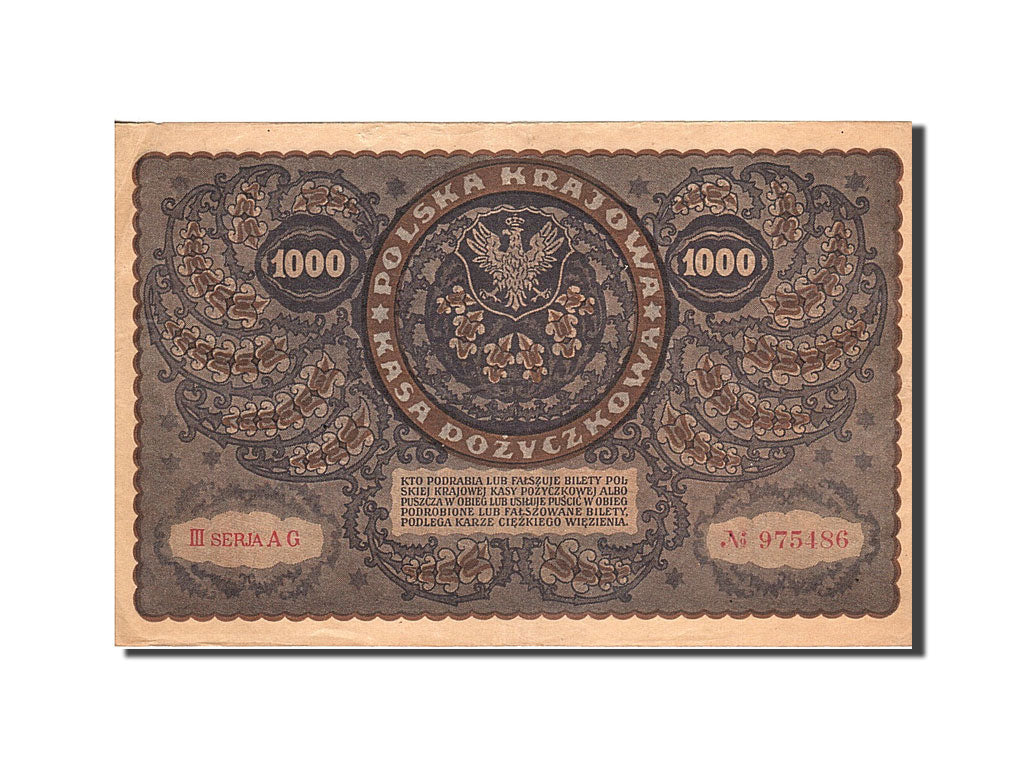 Banknote, Poland, 1000 Marek, 1919, 1919-08-23, KM:29, AU(55-58)