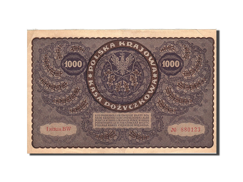 Banknote, Poland, 1000 Marek, 1919, 1919-08-23, KM:29, UNC(60-62)