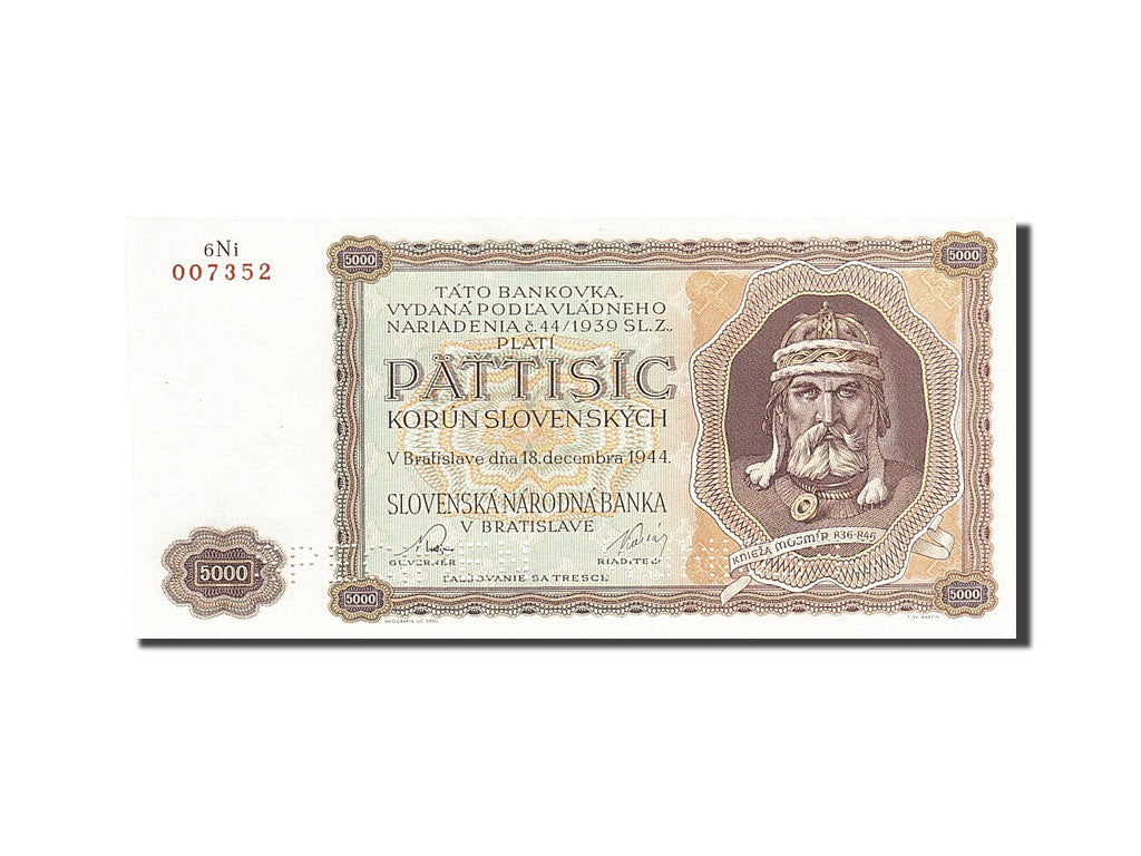 Banknote, Slovakia, 5000 Korun, 1944, 1944-12-18, KM:14s, UNC(65-70)