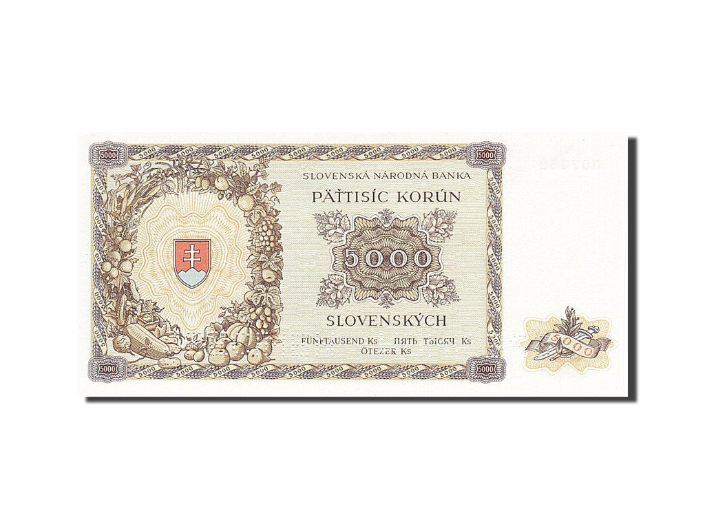 Banknote, Slovakia, 5000 Korun, 1944, 1944-12-18, KM:14s, UNC(65-70)