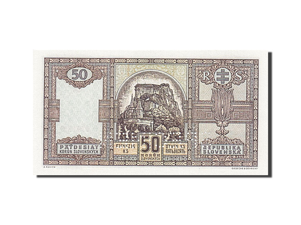 Slovaquie, 50 Korun, 1940-1944, 1940-10-15, KM:9s, Specimen, NEUF