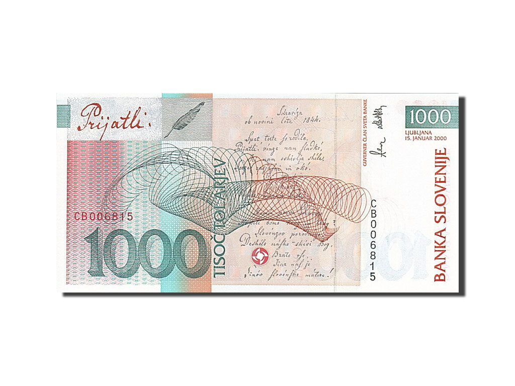 Slovenia, 1000 Tolarjev, 2000, 200-01-15, KM:22a, UNC(65-70)
