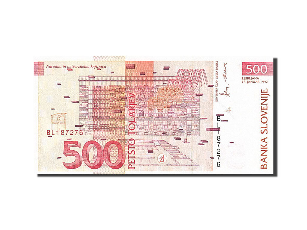 Slovenia, 500 Tolarjev, 1992-1993, 1992-01-15, KM:16a, UNC(65-70)