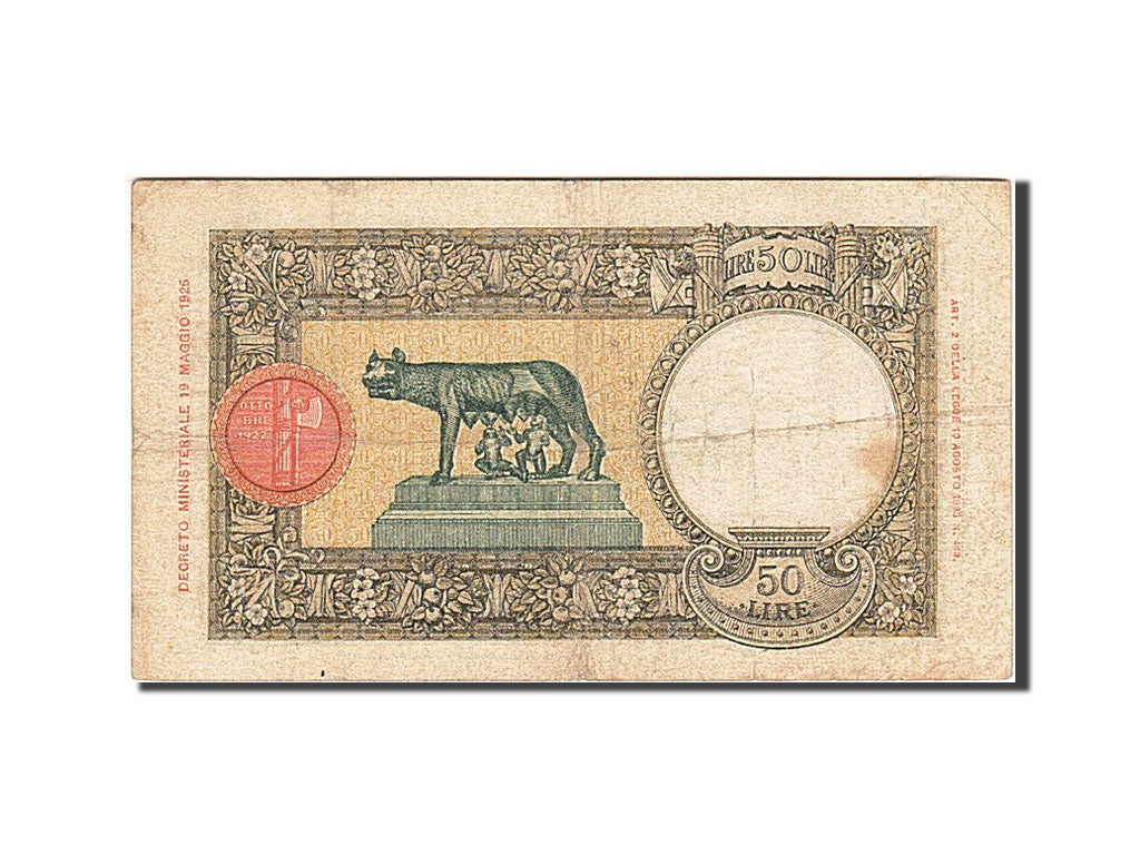 Italy, 50 Lire, 1930-1933, KM:54a, 1933-10-11, VF(30-35)