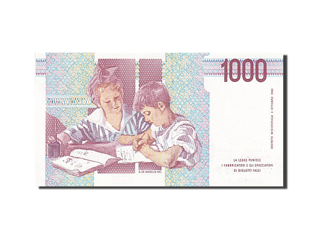 Italy, 1000 Lire, 1990-1994, KM:114c, 1990-10-03, UNC(65-70)