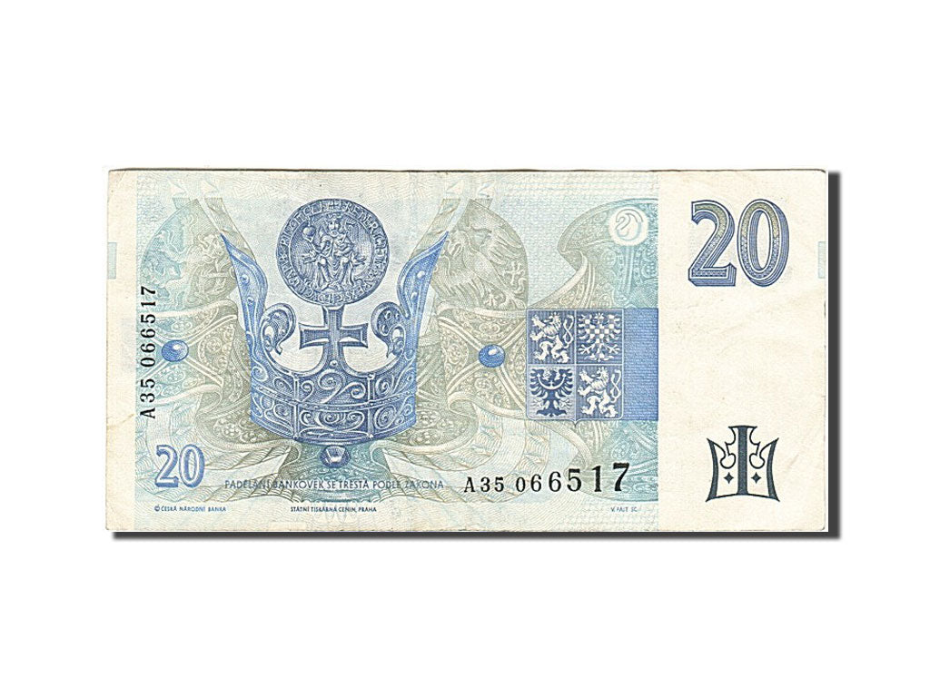 Czech Republic, 20 Korun, 1994-1996, 1994, KM:10a, VF(30-35)
