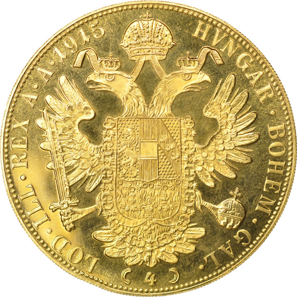 AUSTRIA, 4 Ducat, 1915, KM #2276, MS(60-62), Gold, 13.99