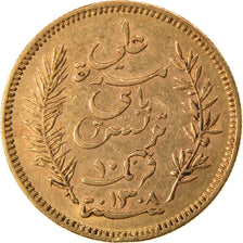Tunisia, Ali Bey, 10 Francs, 1891, Paris, BB, Oro, KM:226