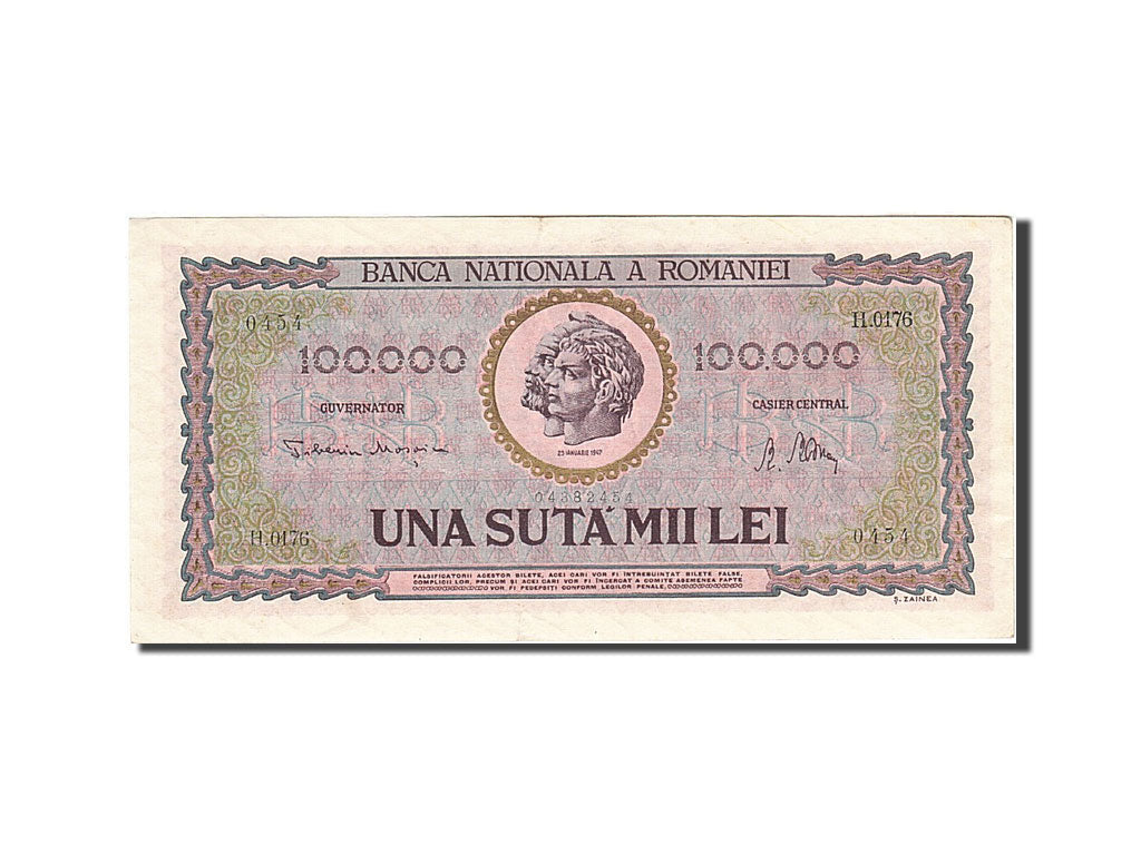 Romania, 100,000 Lei, 1947, 1947-01-25, KM:59a, AU(55-58)