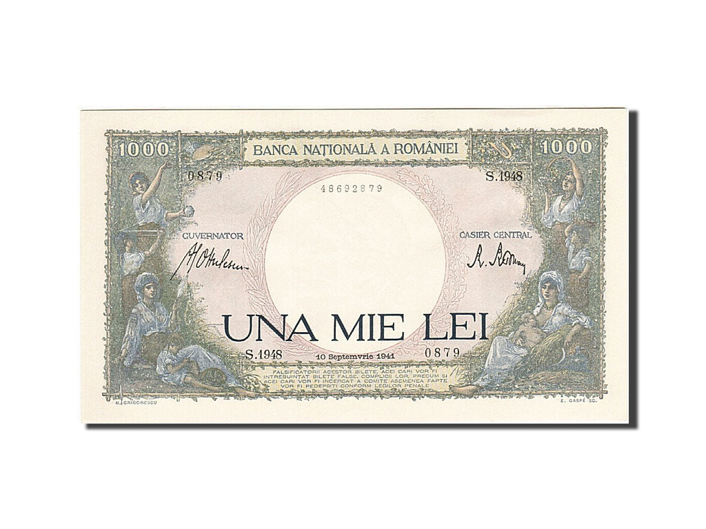 Romania, 1000 Lei, 1941, 1941-09-10, KM:52a, UNC(63)