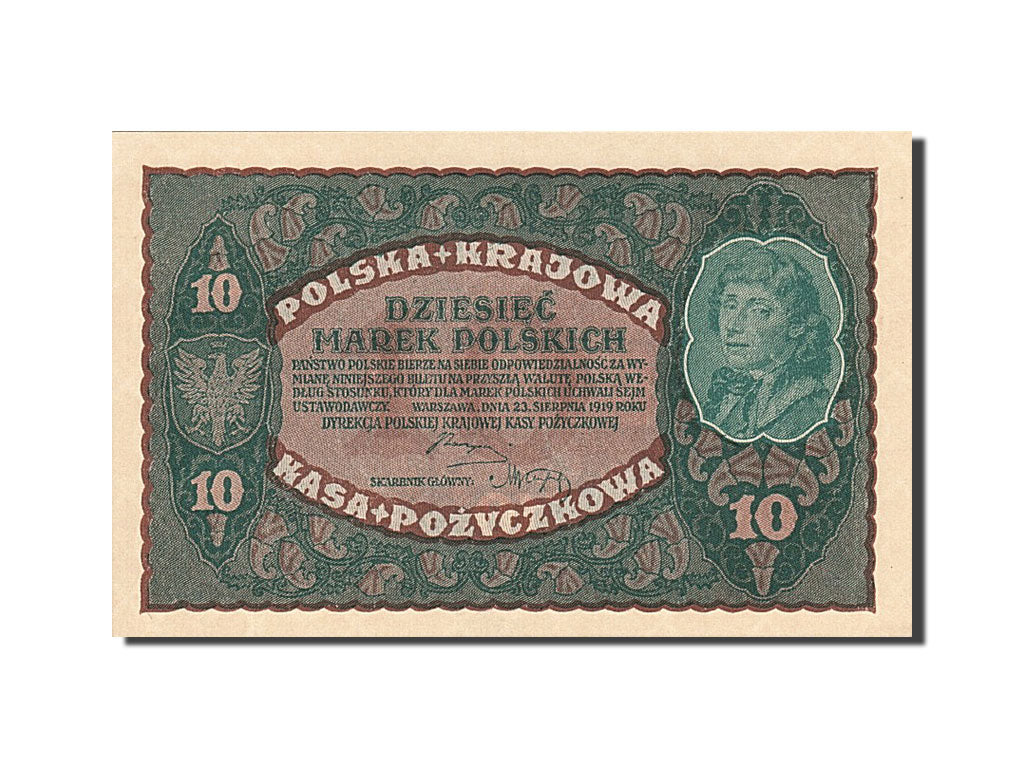 Poland, 10 Marek, 1919, KM:25, 1919-08-23, UNC(65-70)