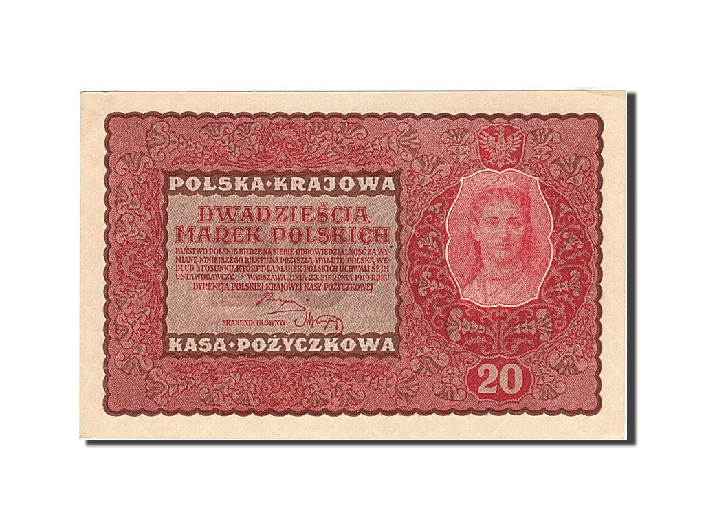 Polen, 20 Marek, 1919, KM:26, 1919-08-23, UNC(63)