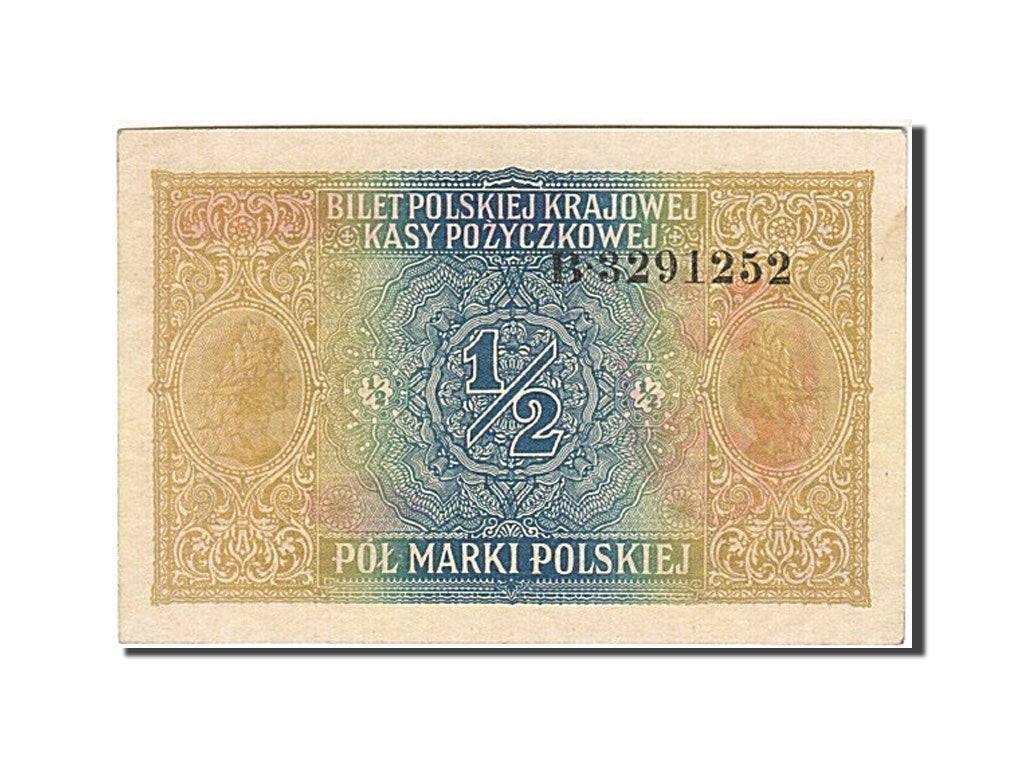 Poland, 1/2 Marki, 1916-1917, KM:1, 1917, UNC(60-62)