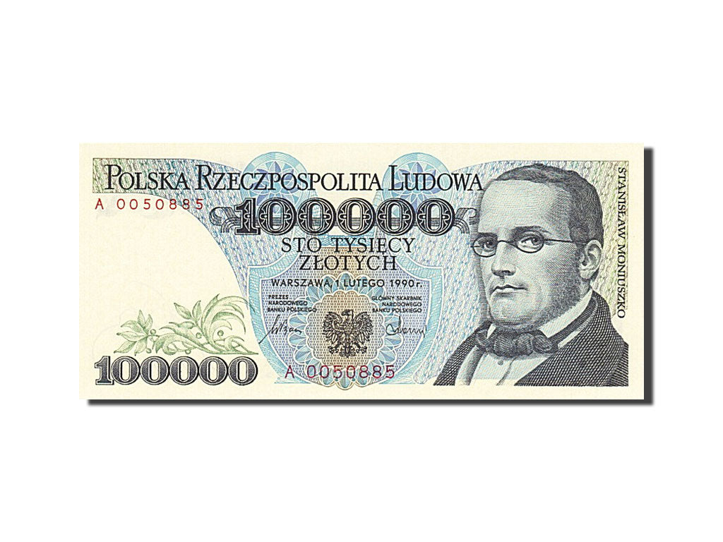 Poland, 100,000 Zlotych, 1987-1990, KM:154a, 1990-02-01, UNC(65-70)