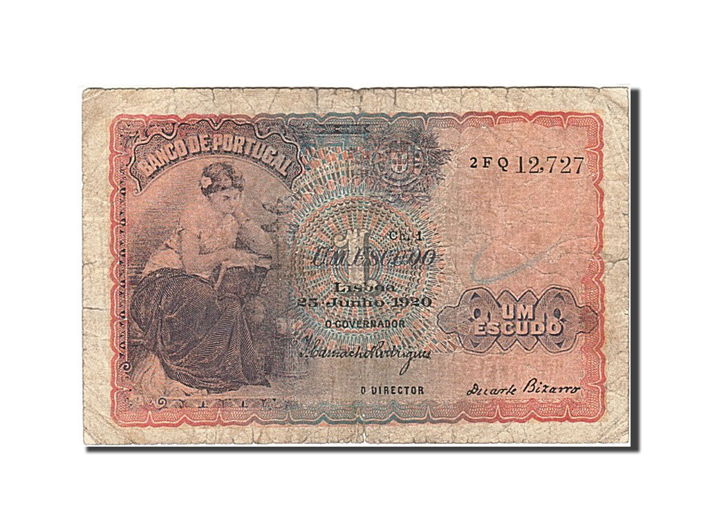 Portugal, 1 Escudo, 1913-1918, 1920-06-25, KM:113a, VG(8-10)