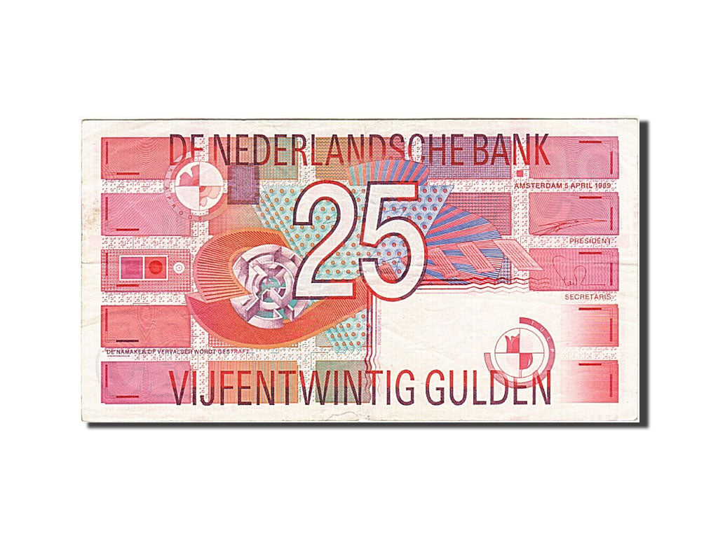 Banknote, Netherlands, 25 Gulden, 1989-1997, 1989-04-05, KM:100, EF(40-45)