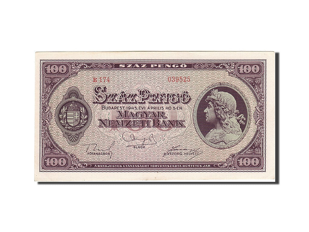 Ungarn, 100 Pengö, 1945, 1945-04-05, KM:111b, UNC(63)