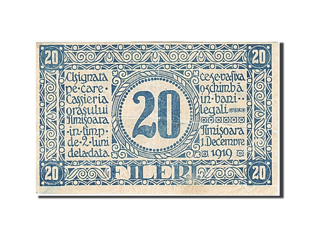 Roumanie, 20 Fileri, 1919, 1919-12-01, TTB+