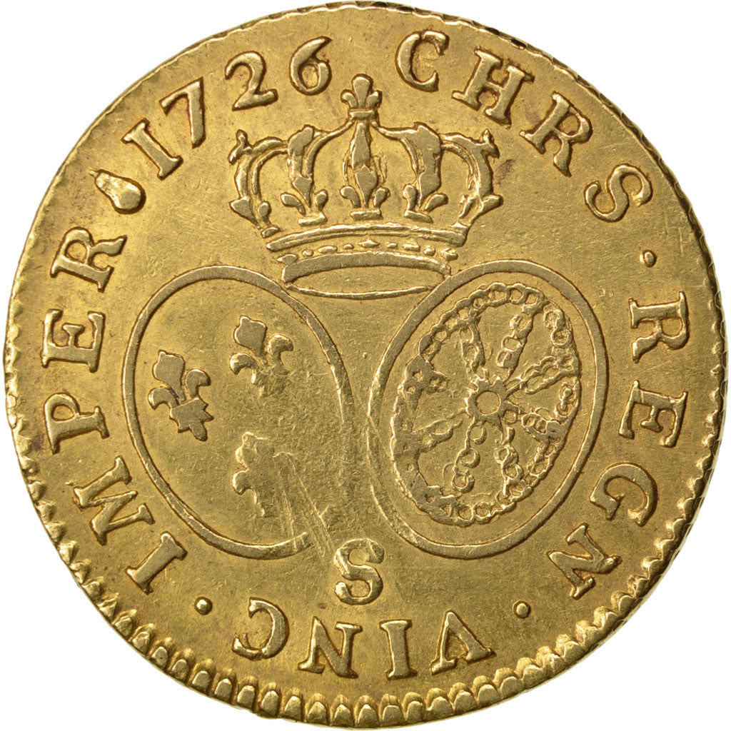 FRANCE, Louis d'or aux lunettes, Louis D'or, 1726, Reims, KM #489.19,...