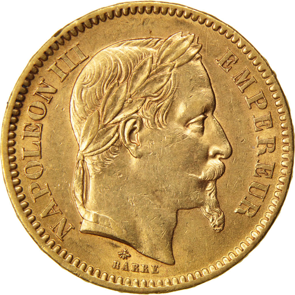 Second Empire, 20 Francs Napoléon III tête laurée