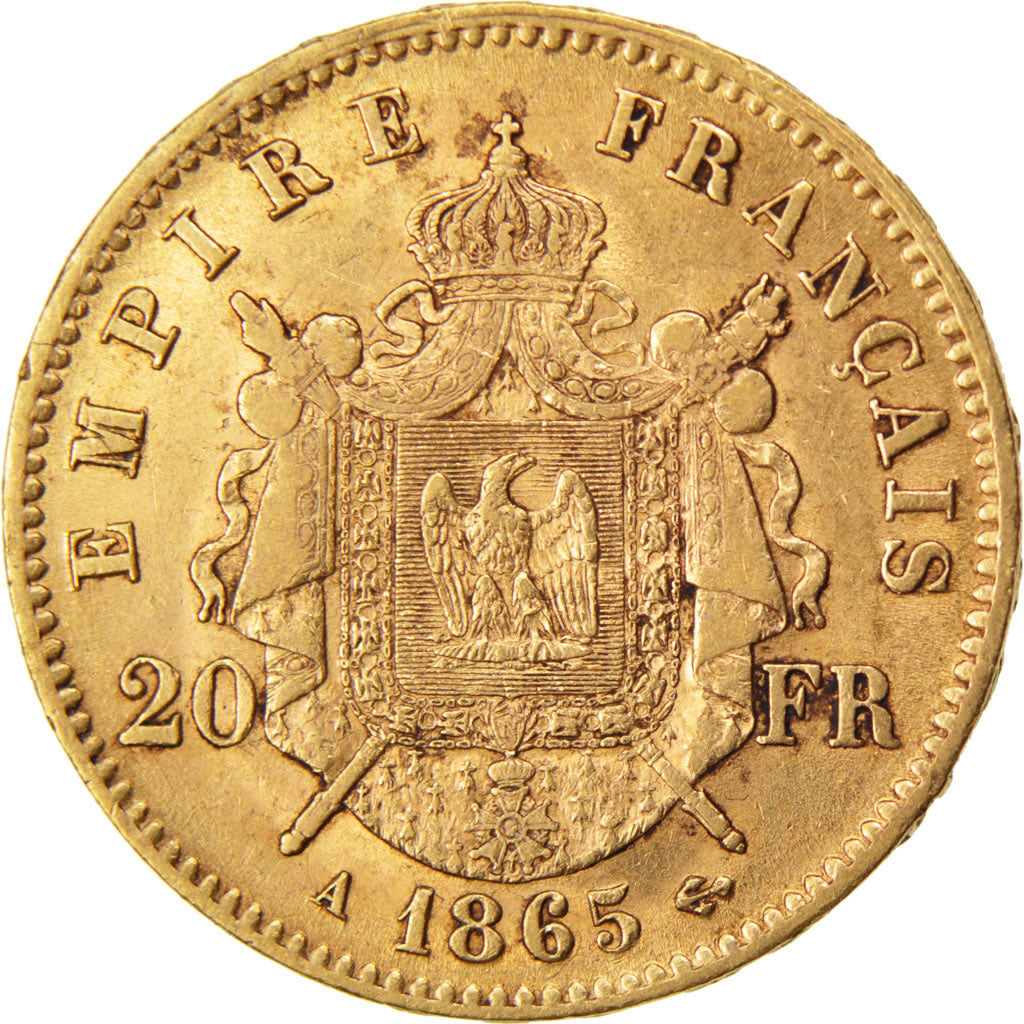 Second Empire, 20 Francs Napoléon III tête laurée