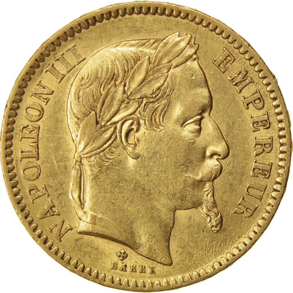 Second Empire, 20 Francs Napoléon III tête laurée
