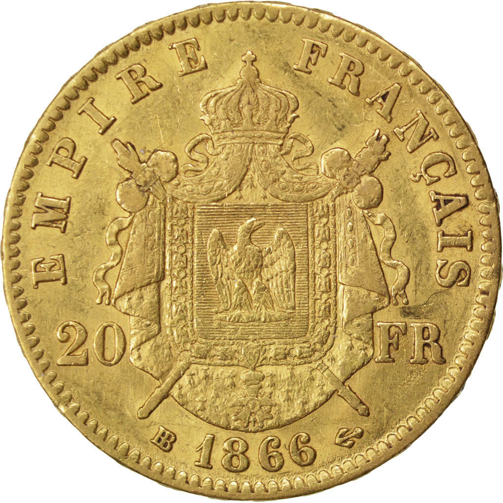 Second Empire, 20 Francs Napoléon III tête laurée