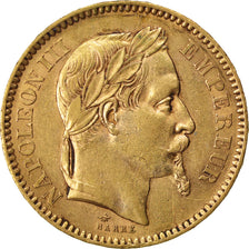 FRANCE, Napoléon III, 20 Francs, 1863, Paris, KM #801.1, AU(50-53), Gold, Gadour