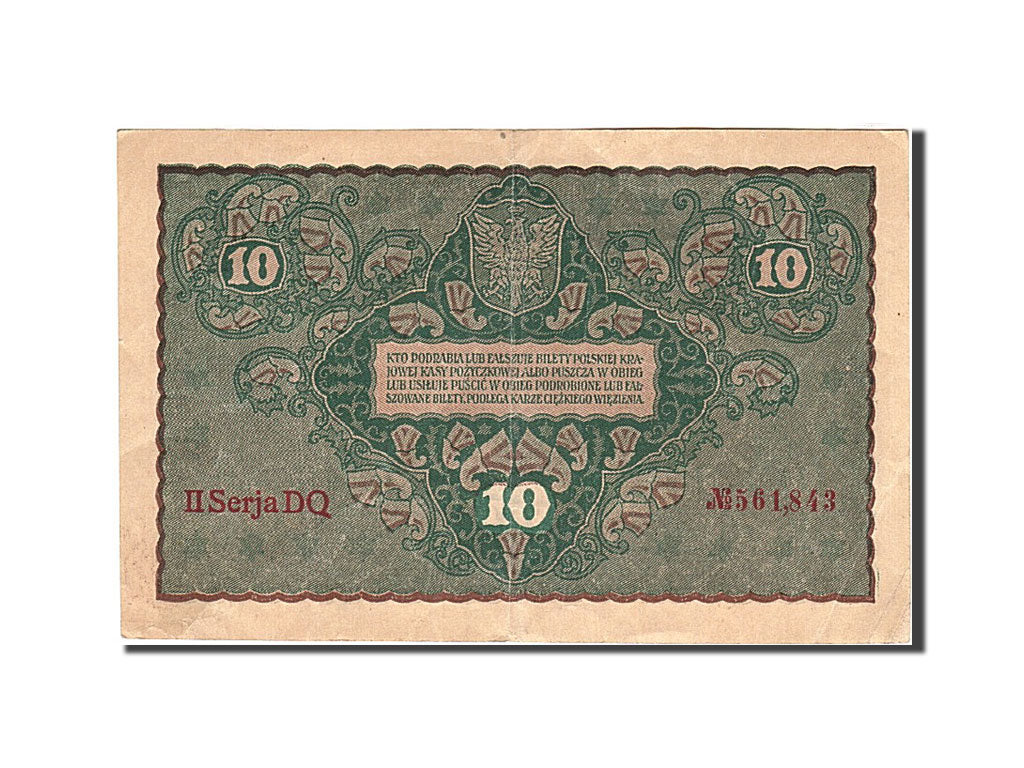 Polen, 10 Marek, 1919, 1919-08-23, KM:25, EF(40-45)