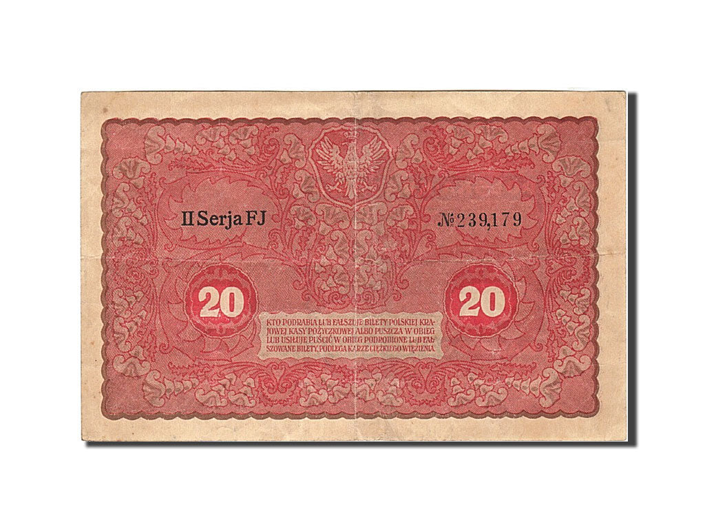 Polen, 20 Marek, 1919, 1919-08-23, KM:26, EF(40-45)