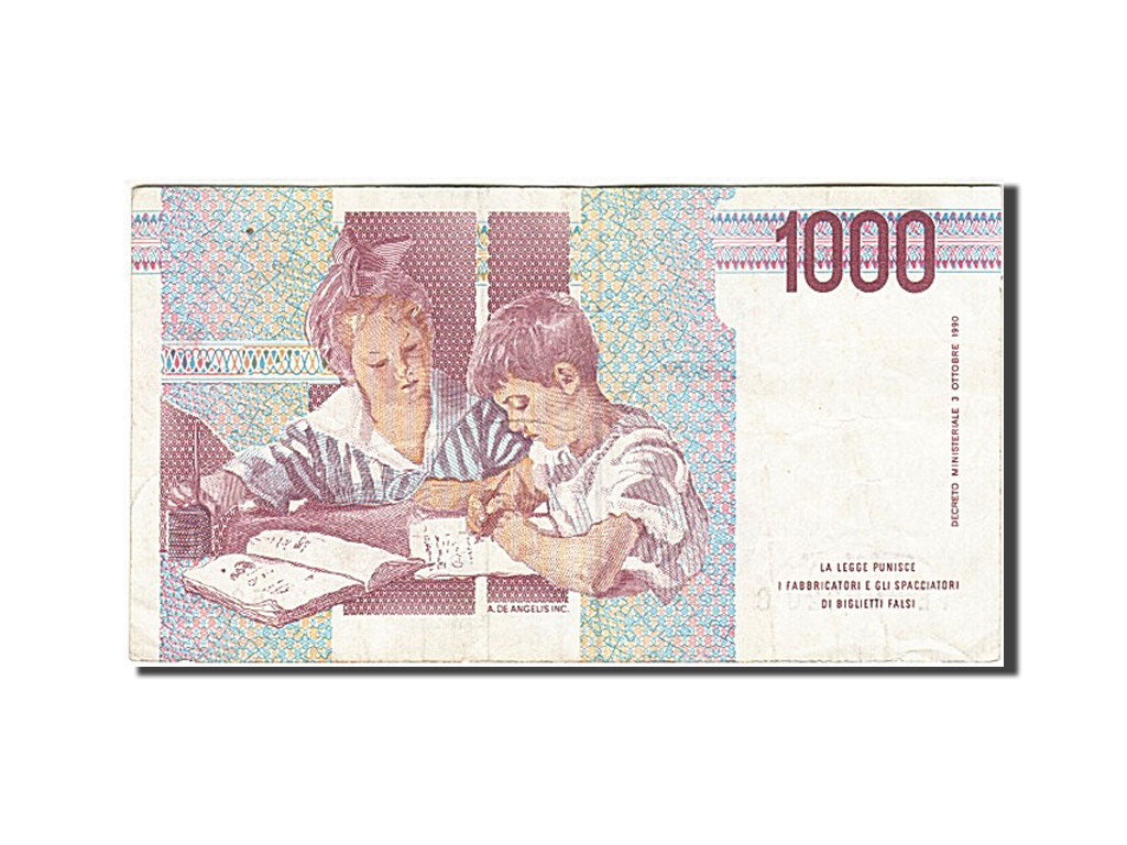 Italy, 1000 Lire, 1990-1994, KM:114c, 1990, VF(30-35)