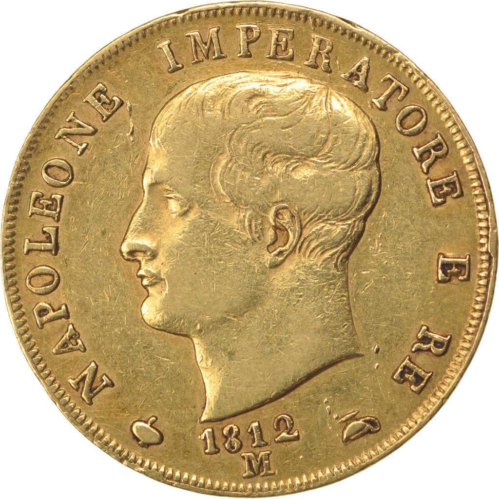 ITALIAN STATES, 40 Lire, 1812, Milan, KM #12, EF(40-45), Gold, 12.85