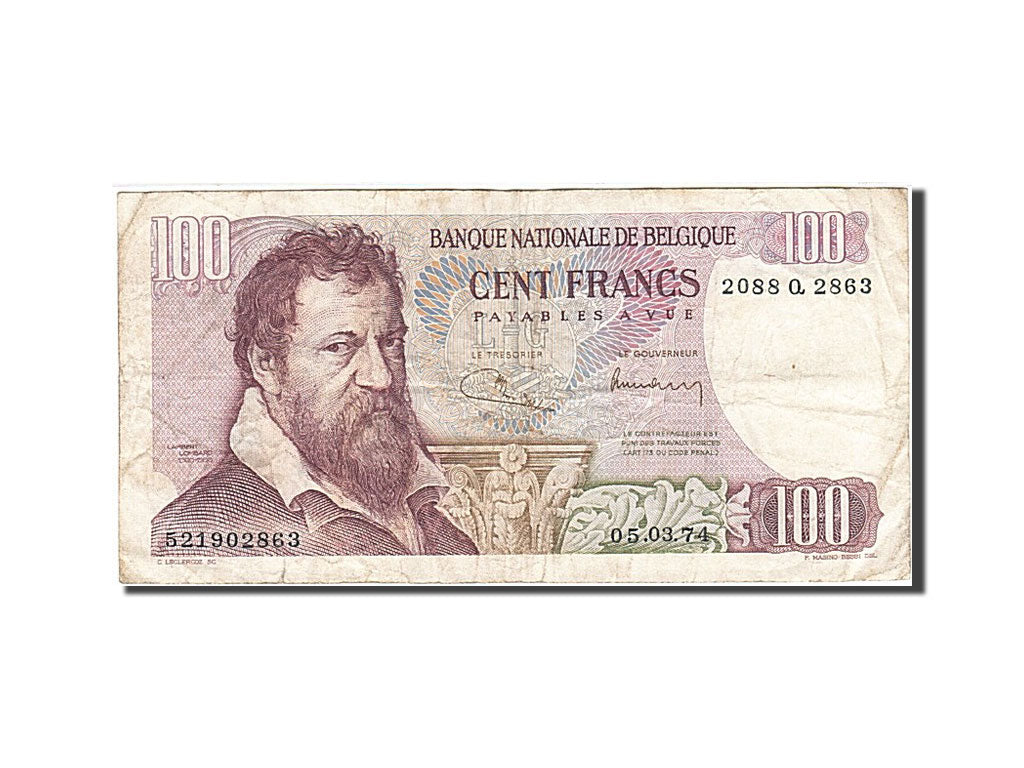 Banknote, Belgium, 100 Francs, 1961-1971, 1974-03-05, KM:134b, VF(20-25)