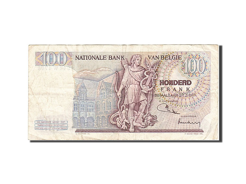 Banknote, Belgium, 100 Francs, 1961-1971, 1972-06-30, KM:134b, VF(30-35)