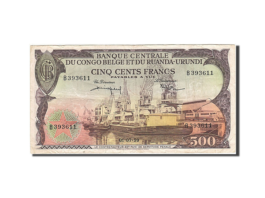 Belgian Congo, 500 Francs, 1955-1958, KM:34, 1959-07-01, EF(40-45)