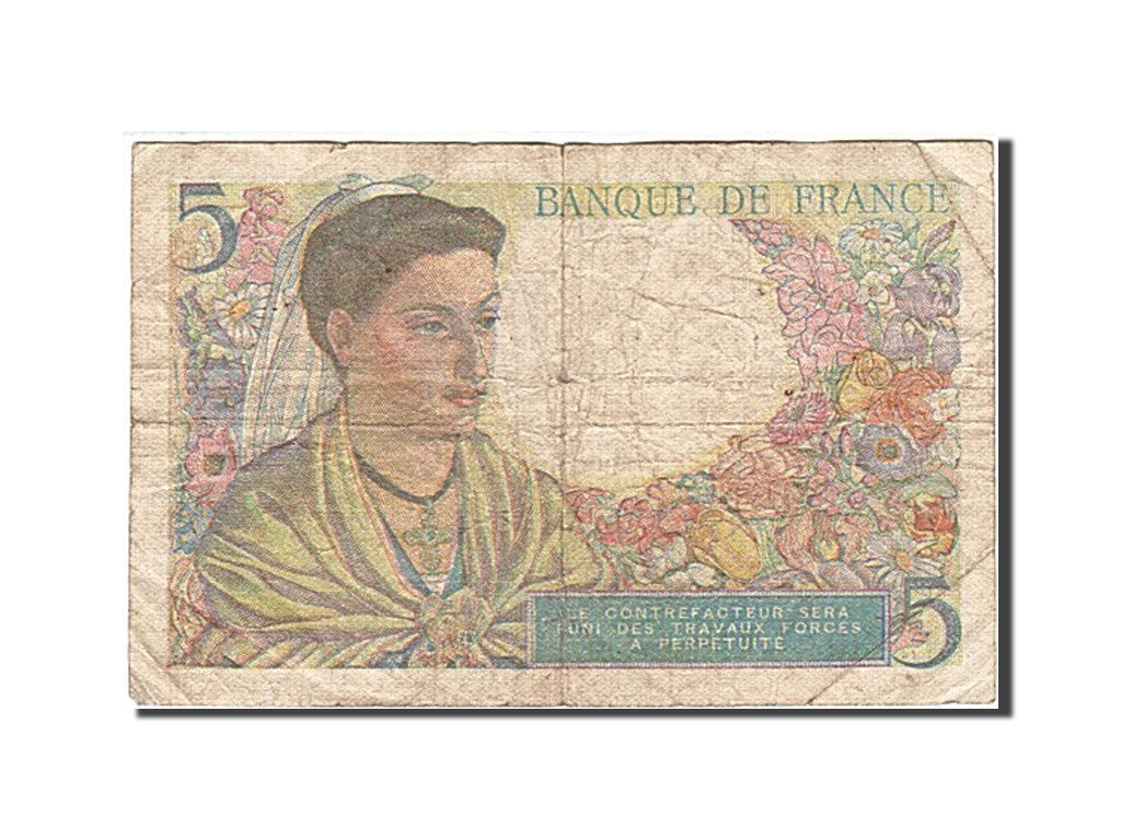 Billete, Francia, 5 Francs, 1943, 1945-04-05, BC, Fayette:5.6, KM:98a