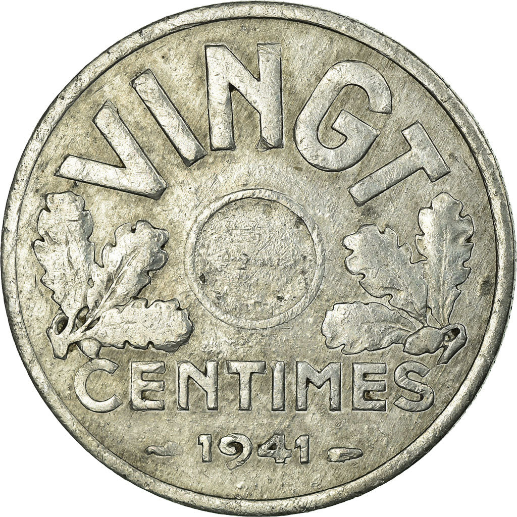 Coin, France, État français, 20 Centimes, 1941, EF(40-45), Zinc, Gadoury:320