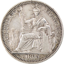 Indochine, 10 Cent, 1895, Paris, AU(55-58), Silver, Lecompte #136, 2.67